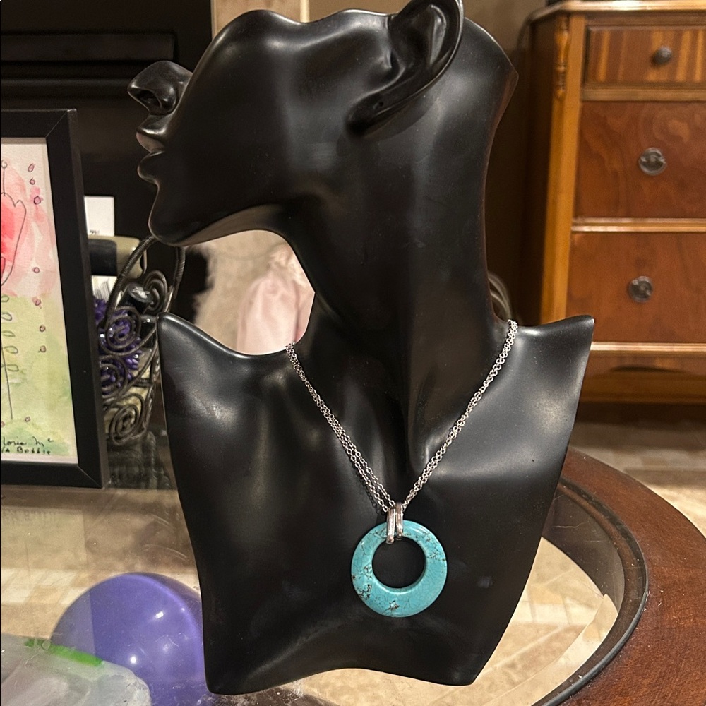 Turquoise and Silver Pendant Necklace